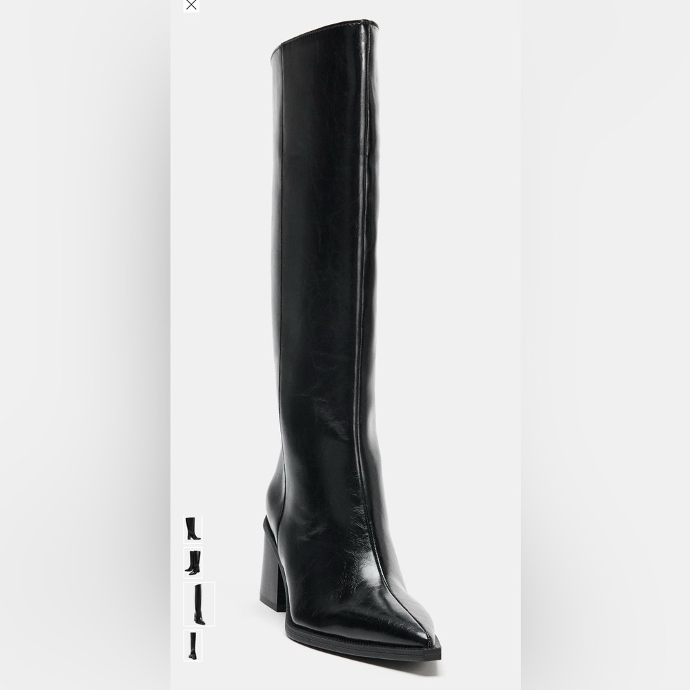 Zara Black High Shaft Heel Boots NWT SZ 7.5 - Picture 6 of 7
